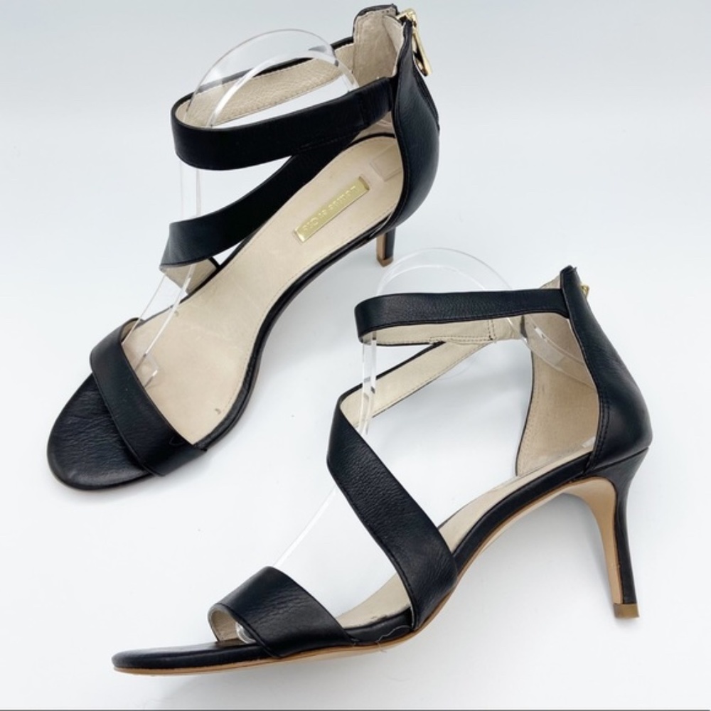 Louise et Cie Hilio Sandal black leather strappy open toe heels 9.5